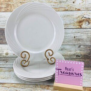 CAC GAD GARDEN STATE Restaurant Ware White Swirl Porcelain Dinner Plate Set 4